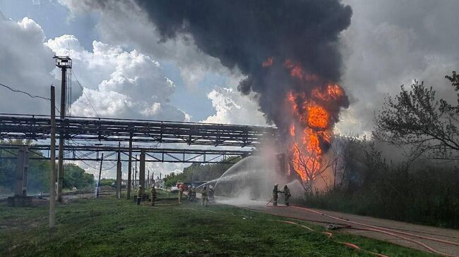 Пожар на месте разгерметизации газопровода в Стерлитамаке