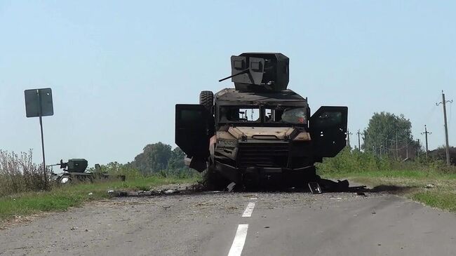 Уничтоженная военная техника колонны ВСУ в Курской области