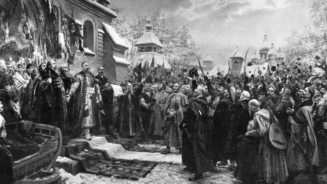 Репродукция картины народного художника УССР Михаила Хмелько Навеки с Москвой, навеки с русским народом