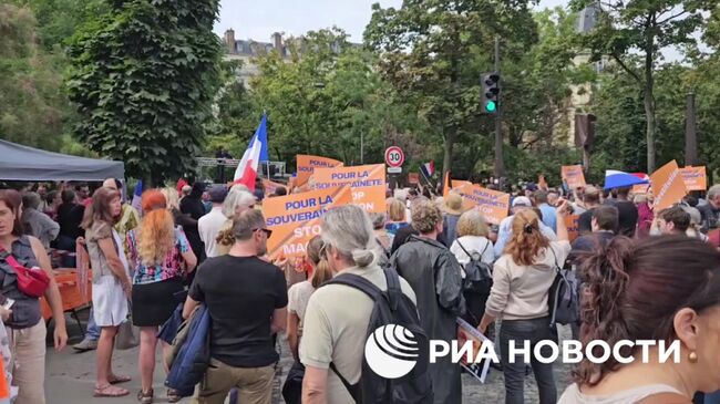 Митинг с требованием отставки Макрона в Париже