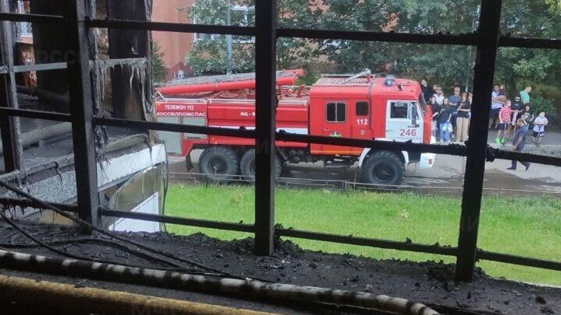 Место пожара на автомобильной парковке в подмосковном поселке Лесной Городок - РИА Новости, 1920, 07.09.2024