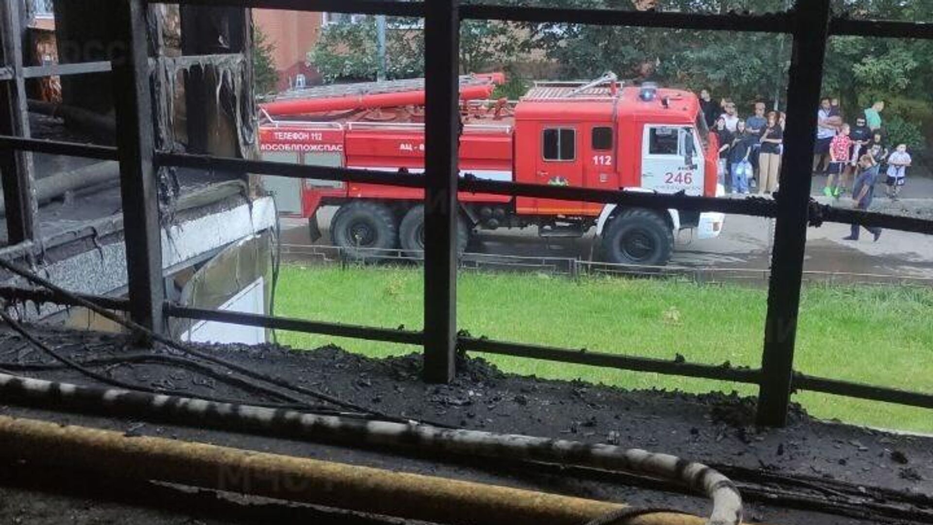 Место пожара на автомобильной парковке в подмосковном поселке Лесной городок - РИА Новости, 1920, 07.09.2024