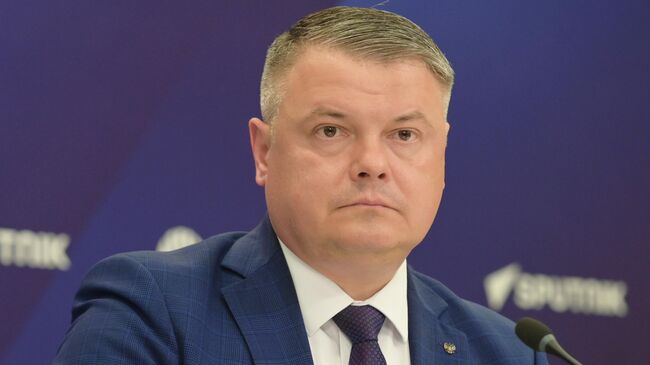 Заместитель руководителя ФТС России Сергей Шкляев на пресс-конференции в Международном мультимедийном пресс-центре Россия сегодня