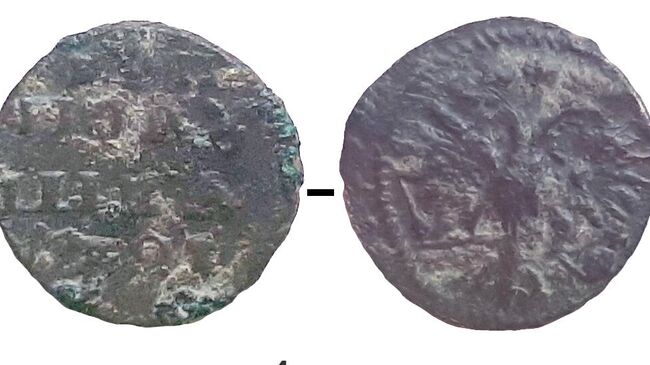 Медная полушка времен Петра I Медная полушка времен Петра I