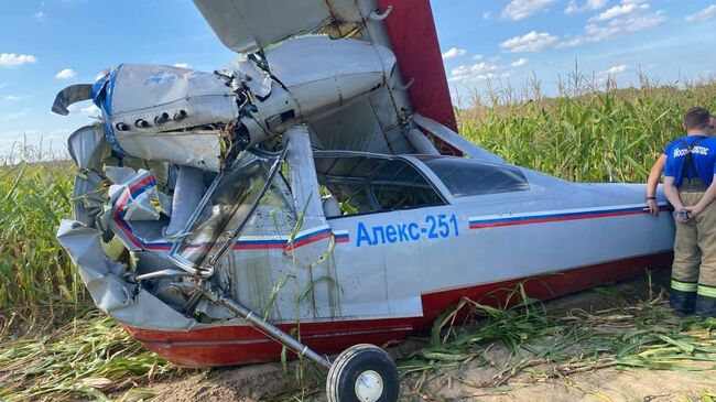 Место крушения легкомоторного самолета Алекс-251 в Подмосковье