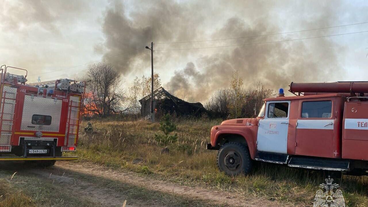 Тушение пожара в Лукояновском муниципальном округе Нижегородской области - РИА Новости, 1920, 04.10.2024