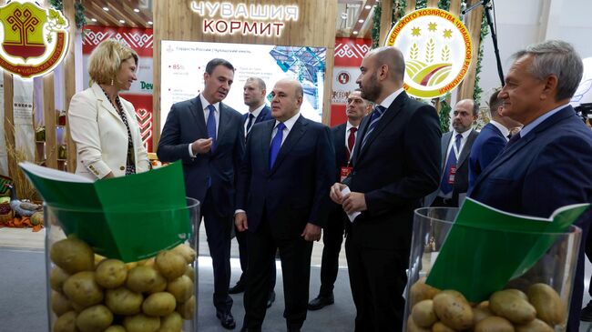 Председатель правительства РФ Михаил Мишустин во время посещения Российской агропромышленной выставки Золотая осень-2024