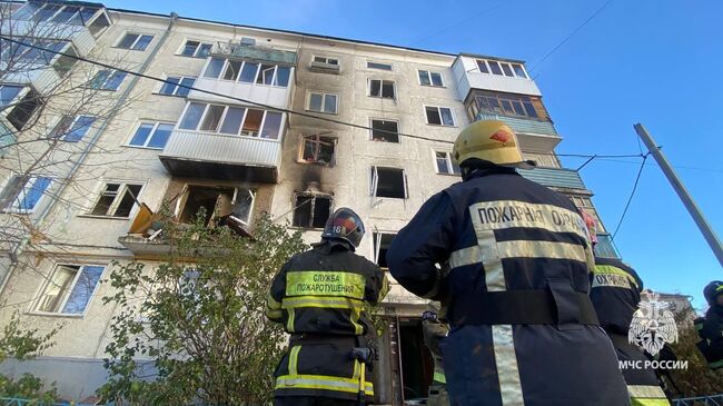 На месте взрыва бытового газа в многоквартирном жилом доме в Уфе