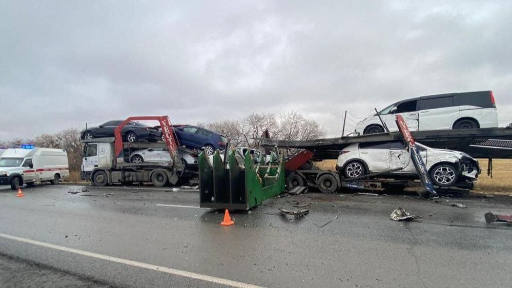 Место массового ДТП на федеральной трассе Тюмень-Омск в Омской области - РИА Новости, 1920, 24.10.2024