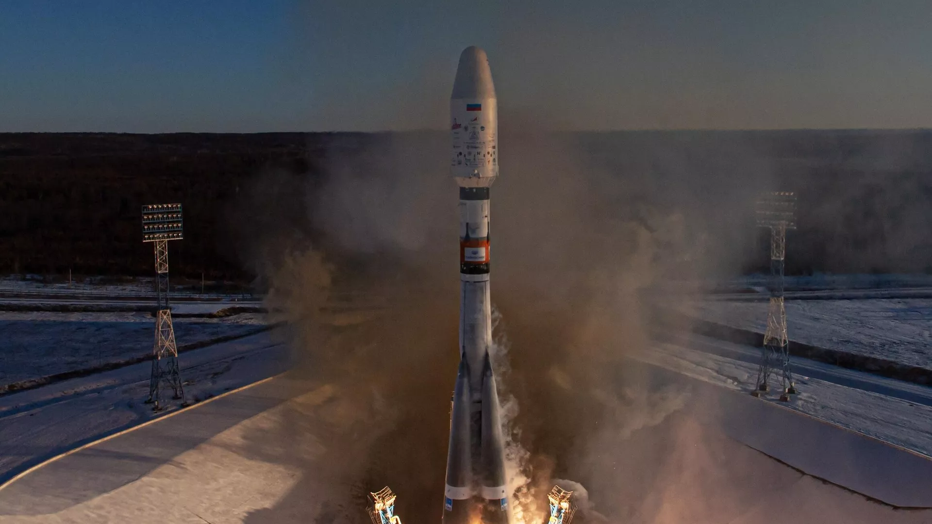 Launch of Soyuz-2.1B rocket with Fregat upper stage and Ionosfera satellites