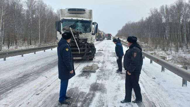 Место ДТП на федеральной трассе Р-255 Сибирь в Кузбассе