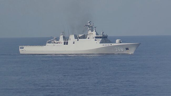 Совместные российско-индонезийские военно-морские учения в Яванском море. Кадр видео