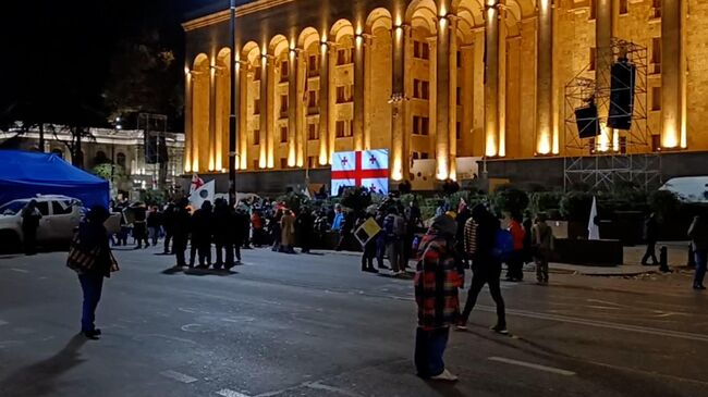 Обстановка у здания парламента в Тбилиси, где проходит митинг сторонников оппозиции