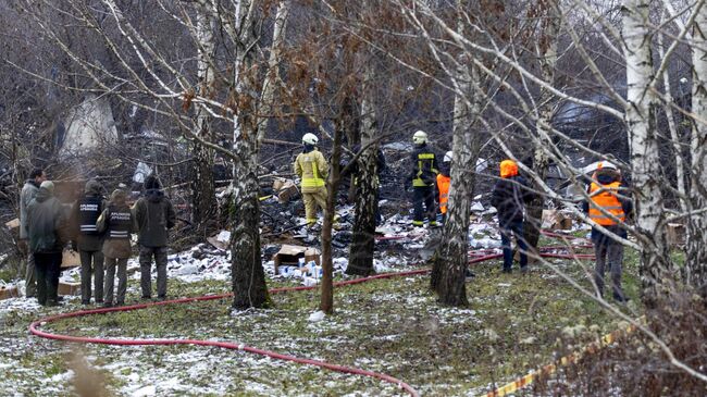 Место крушения самолета немецкой компании DHL в районе аэропорта Вильнюса. 25 ноября 2024