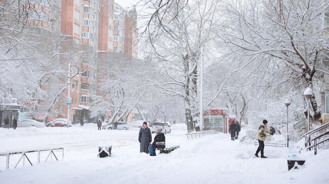 Снегопад в Благовещенске