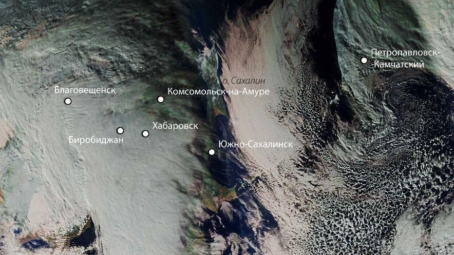 Снимки снежной бури столетия на Дальнем Востоке, сделанные из космоса  - РИА Новости, 1920, 28.11.2024