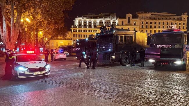 Сотрудники полиции на акции протеста оппозиции в Тбилиси