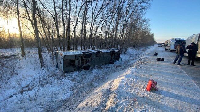 На месте ДТП с участием пассажирского автобуса в Новосибирской области