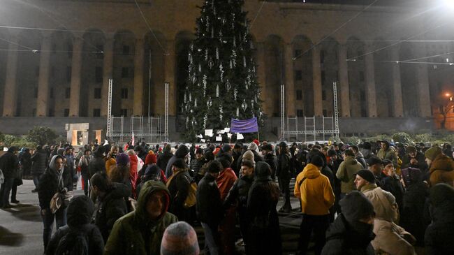 Участники акции протеста в Тбилиси