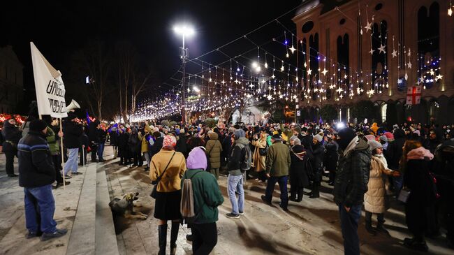 Участники акции протеста в Тбилиси. 16 декабря 2024