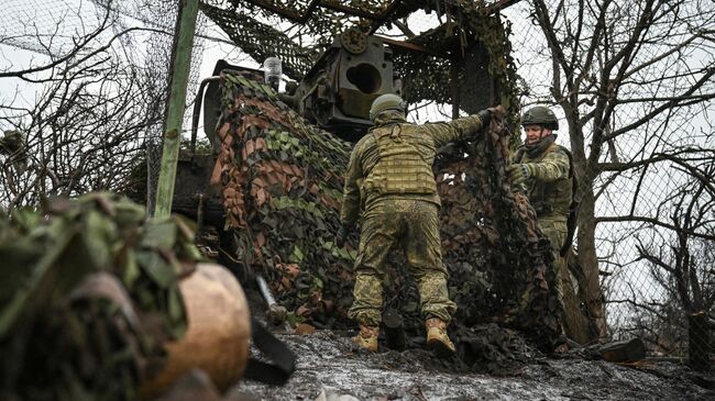 Боевая работа расчета пушки 2С5 Гиацинт-С в зоне СВО