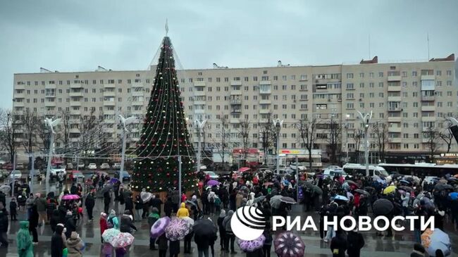 Главная городская елка на центральной площади в Мариуполе