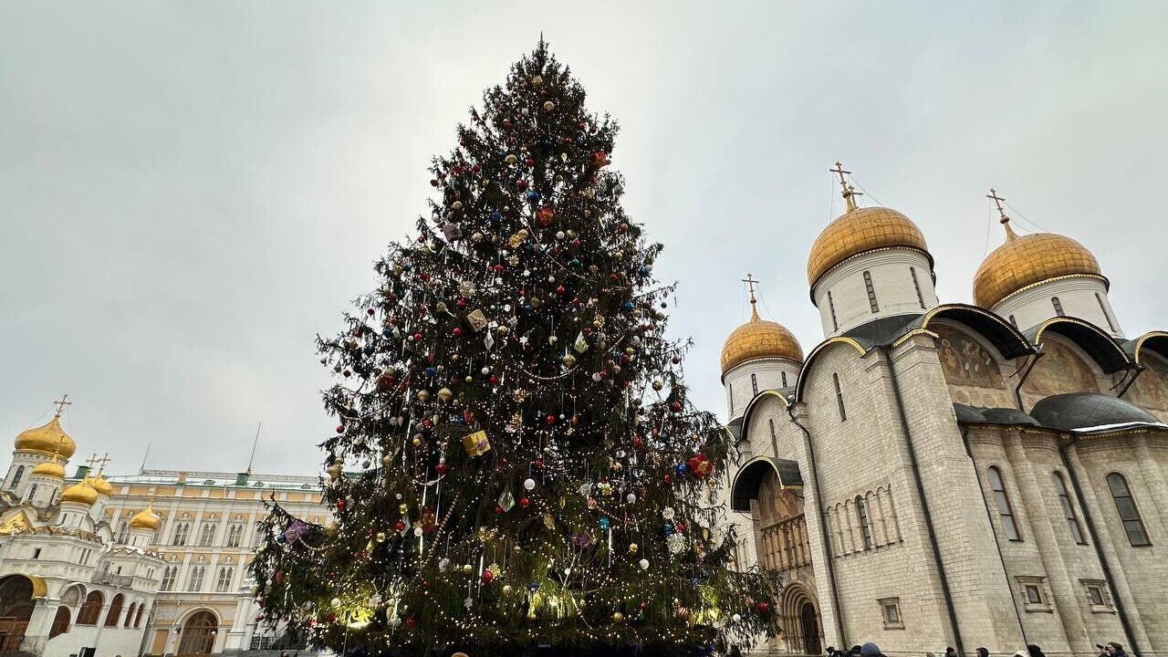 Главная новогодняя елка России, установленная на Соборной площади - РИА Новости, 1920, 10.01.2025