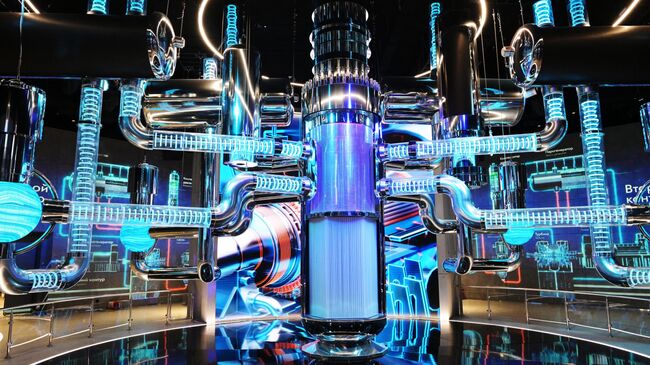 В павильоне Атом перед открытием Международной выставки-форума Россия на ВДНХ