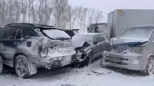 ДТП под Бийском, где столкнулись 29 автомобилей