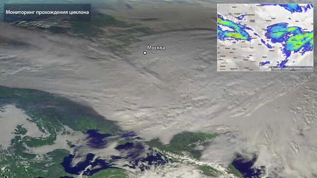 Космический снимок циклона, накрывшего Москву 31 декабря