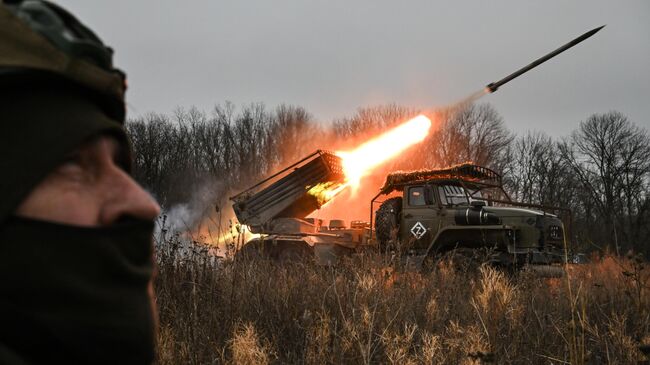 Боевая работа РСЗО Град в зоне СВО