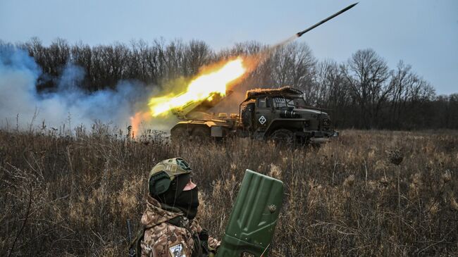 Боевая работа РСЗО Град в зоне СВО