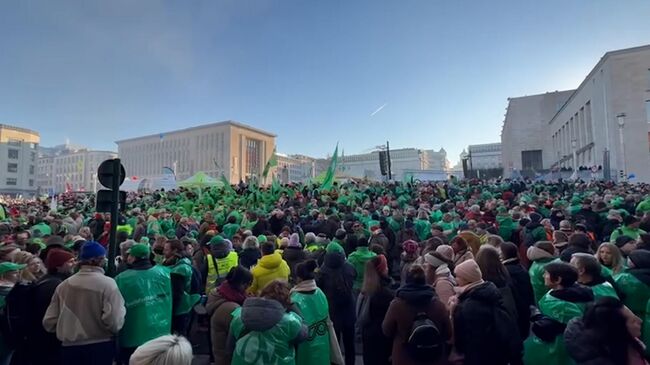 Массовый митинг в Брюсселе против экономических планов правительства