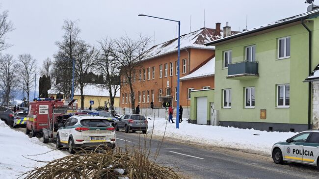 Место происшествия, где студент с ножом напал на гимназию в словацком городе Спишска Стара Вес