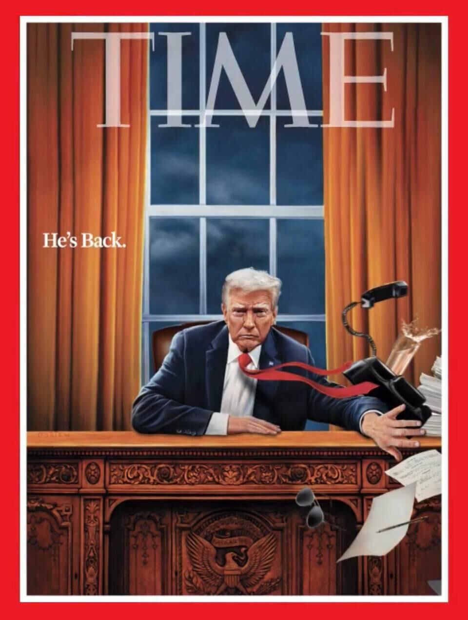 Обложка журнала Time со сметающим документы Трампом Обложка журнала Time со сметающим документы Трампом - РИА Новости, 1920, 20.01.2025