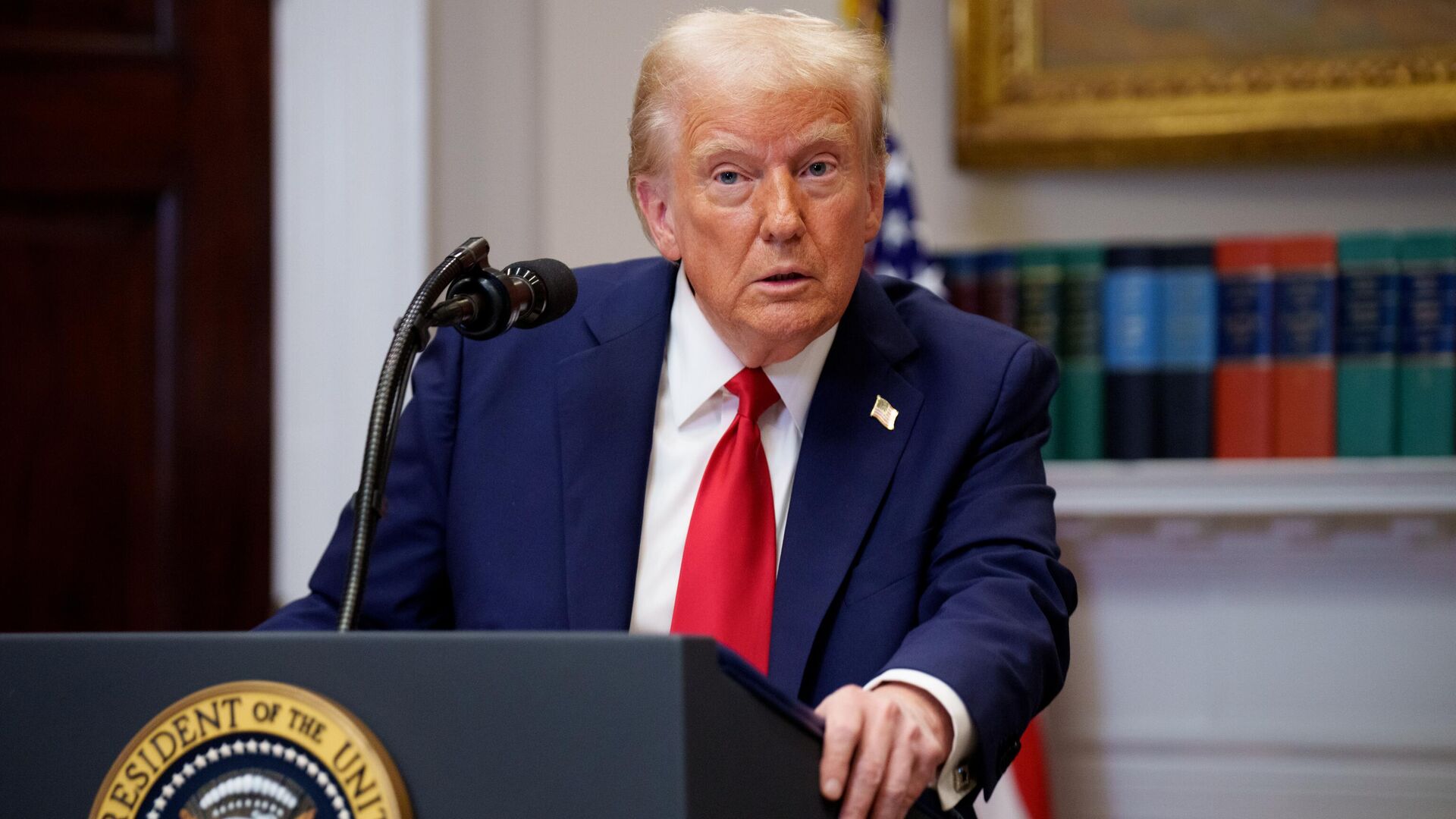 Президент США Дональд Трамп во время выступления в Белом доме - РИА Новости, 1920, 23.01.2025