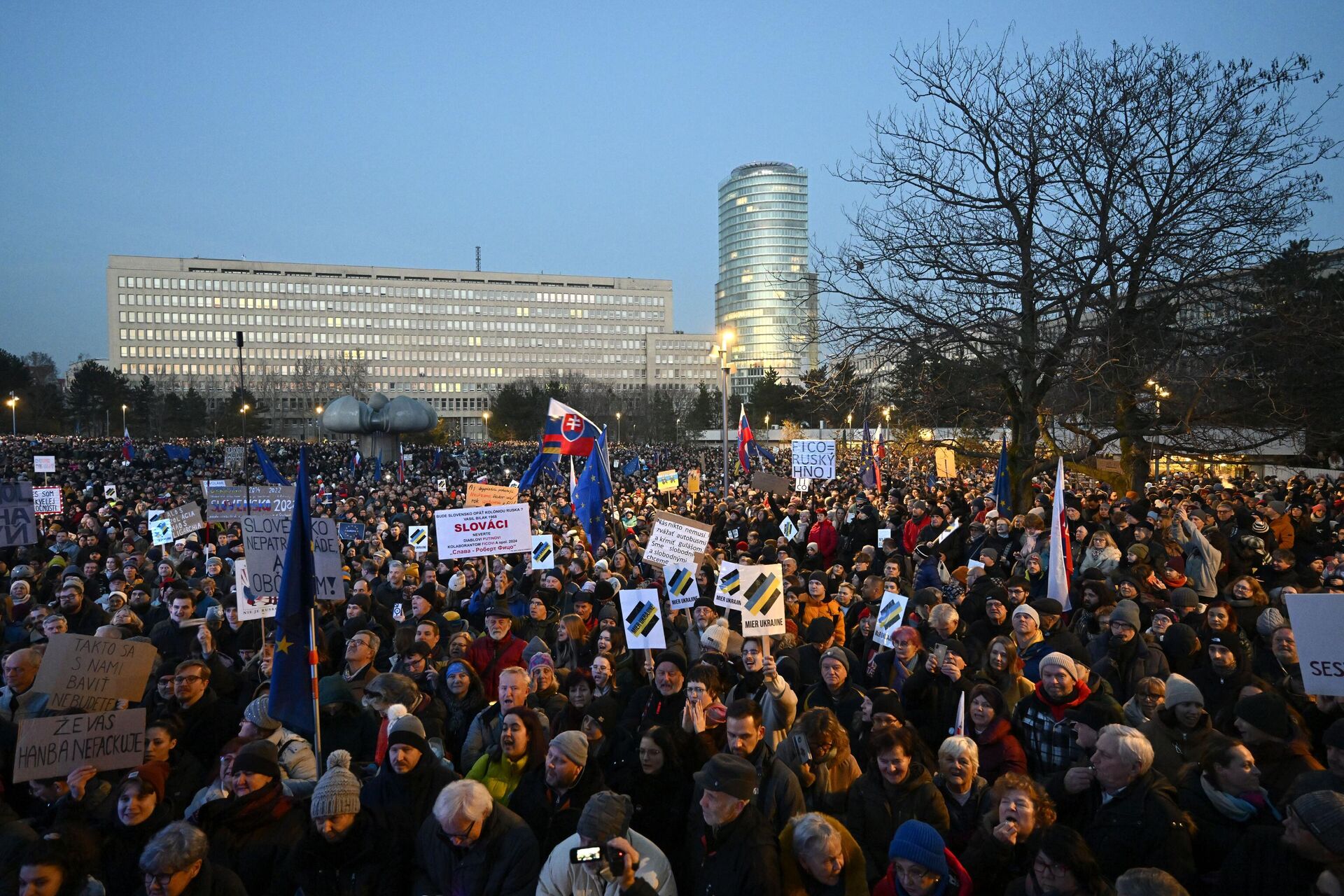 Участники акции протеста против политики премьер-министра Роберта Фицо в Братиславе, Словакия - РИА Новости, 1920, 30.01.2025