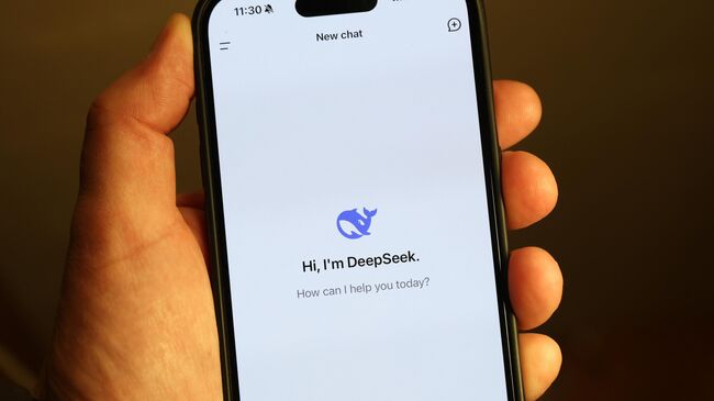 Приложение DeepSeek на экране смартфона