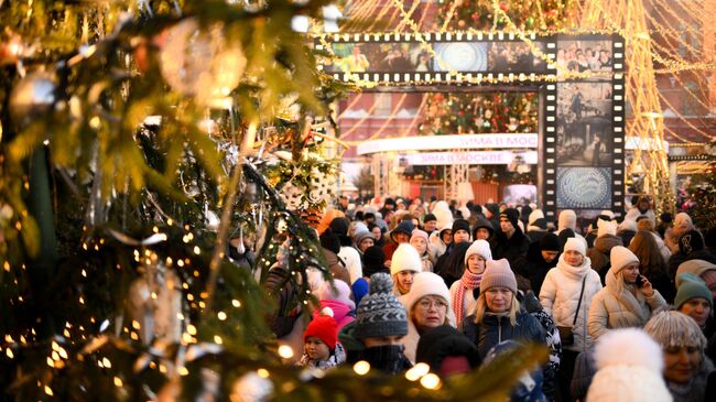 Отдых в новогодние праздники на Манежной площади в Москве (2025)