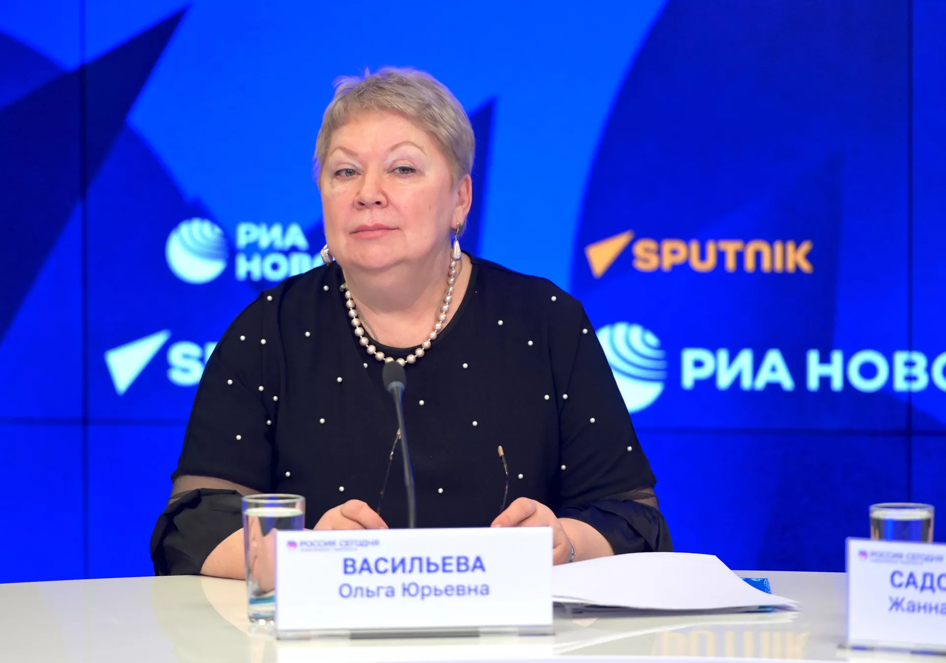Президент Российской академии образования, академик РАО Ольга Васильева участвует в пресс-конференции, посвященной проведению акции Мы наследники Победы! Помним, гордимся!, в Международном мультимедийном пресс-центре медиагруппы Россия сегодня в Москве Президент Российской академии образования, академик РАО Ольга Васильева участвует в пресс-конференции, посвященной проведению акции Мы наследники Победы! Помним, гордимся!, в Международном мультимедийном пресс-центре медиагруппы Россия сегодня в Москве - РИА Новости, 1920, 29.01.2025