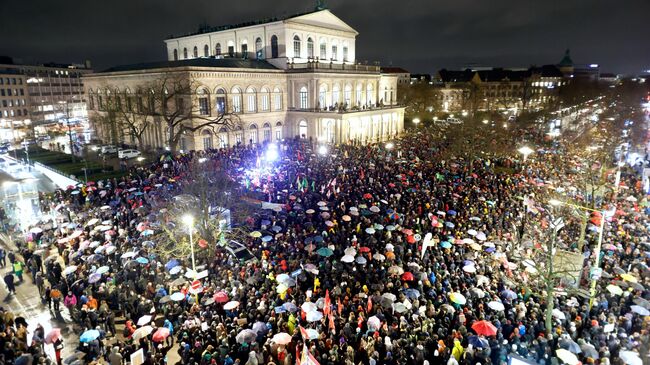 Акция протеста против миграционной политики ХДС/ХСС в Ганновере. 30 января