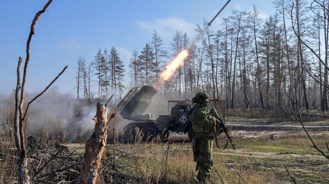 Боевая работа РСЗО Град в зоне СВО