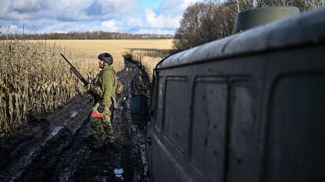 Российский военнослужащий в Курской области