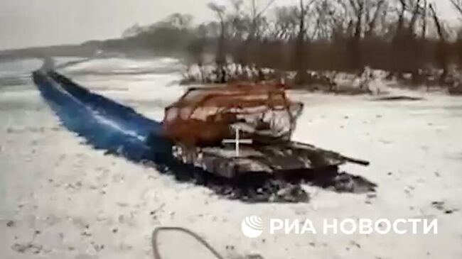 Уничтожение техники ВСУ при отражении атаки в Курской области. Кадр видео