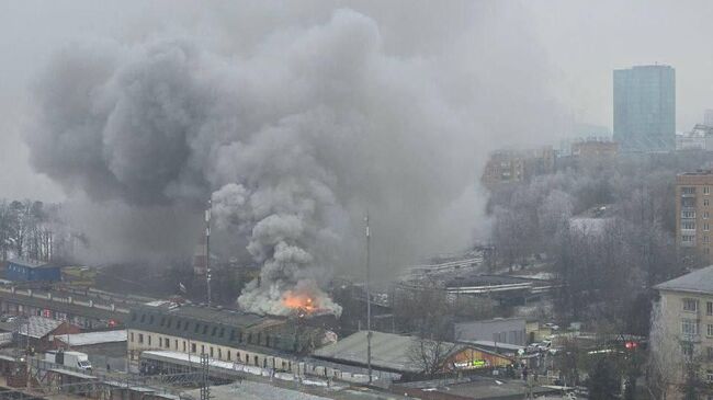 Пожар в банном комплексе в Химках