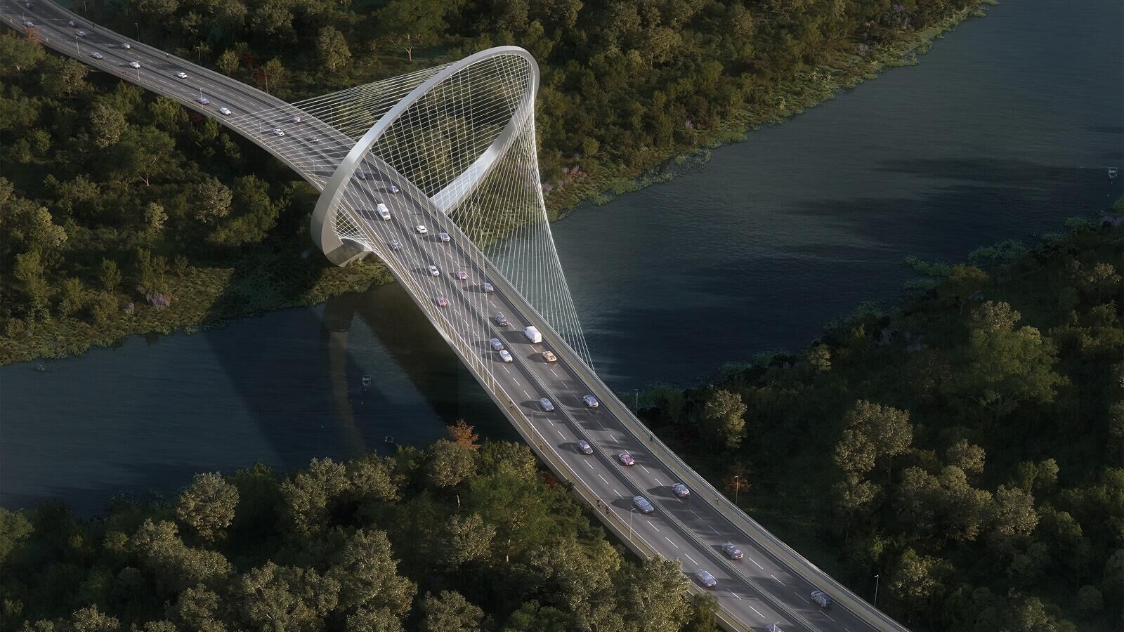 Проект вантового моста через Москву-реку между п. Рублево и мкр. Рублево-Архангельское - РИА Новости, 1920, 13.02.2025