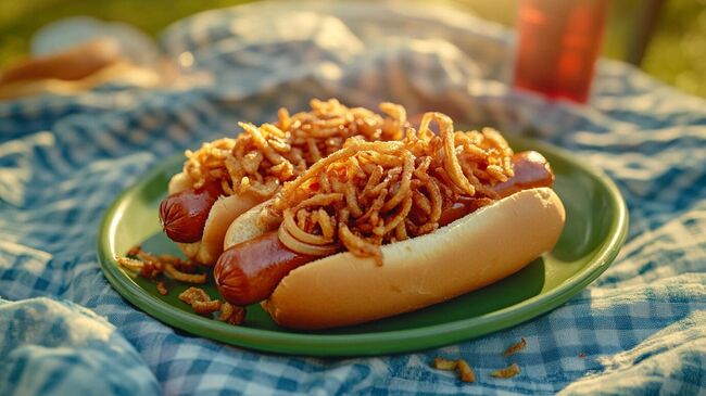 Хот-доги с луком по-домашнему