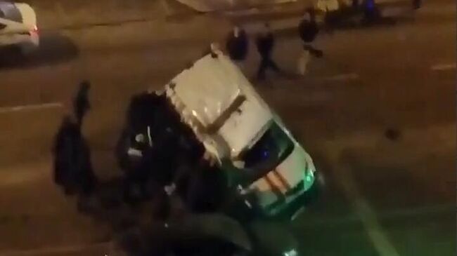 ДТП с участием двух автомобилей на Перовской улице в Москве. 17 февраля 2025