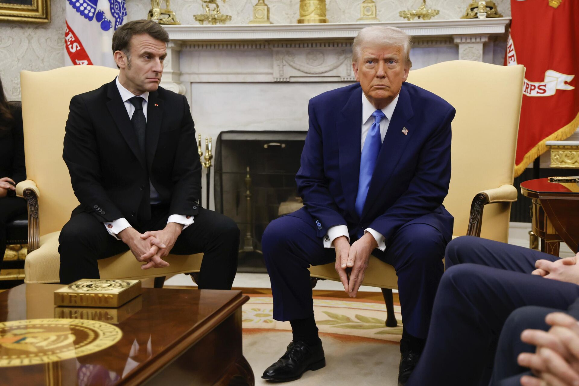 Президент Дональд Трамп встречается с президентом Франции Эммануэлем Макроном в Овальном кабинете Белого дома Президент Дональд Трамп встречается с президентом Франции Эммануэлем Макроном в Овальном кабинете Белого дома - РИА Новости, 1920, 26.02.2025