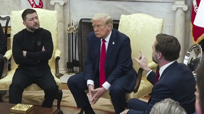Президент США Дональд Трамп и Владимир Зеленский во время встречи в Вашингтоне